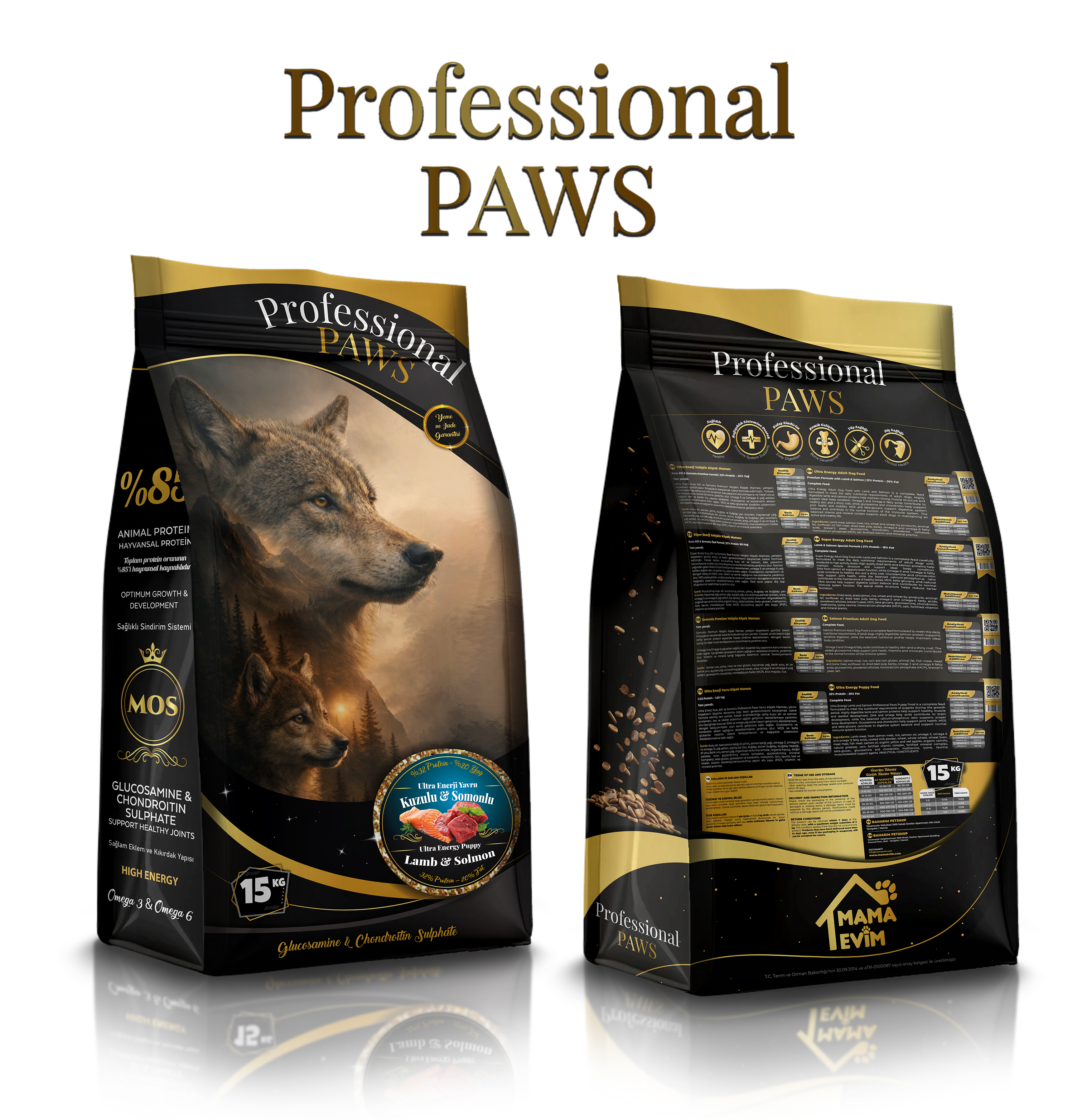 Professional Paws Ultra Enerji Kuzulu Somonlu Yetişkin Köpek Maması (15 Kg)