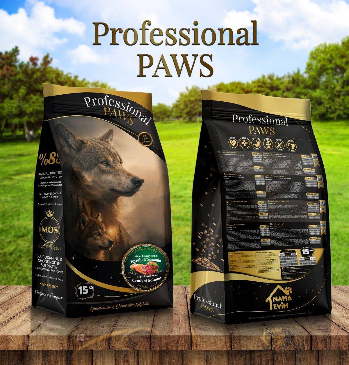 Professional Paws Süper Enerji Kuzulu Somonlu Yetişkin Köpek Maması (15 Kg)
